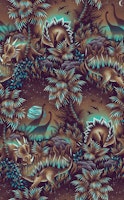 Dinosaur Lagoon - Mustard / Mint wallpaper