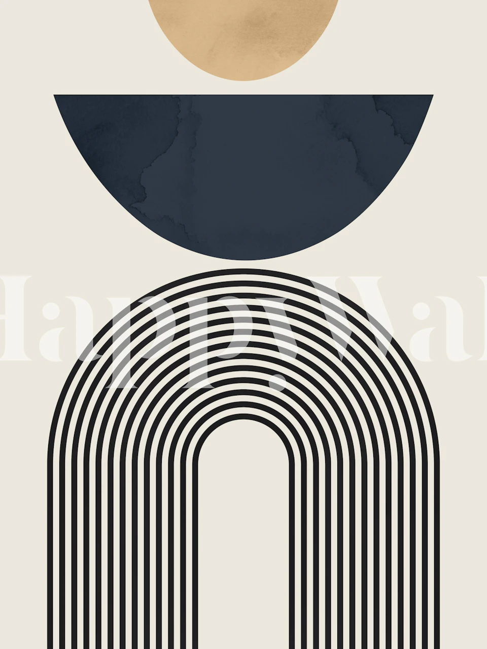 Design murale minimalista con cerchi e linee