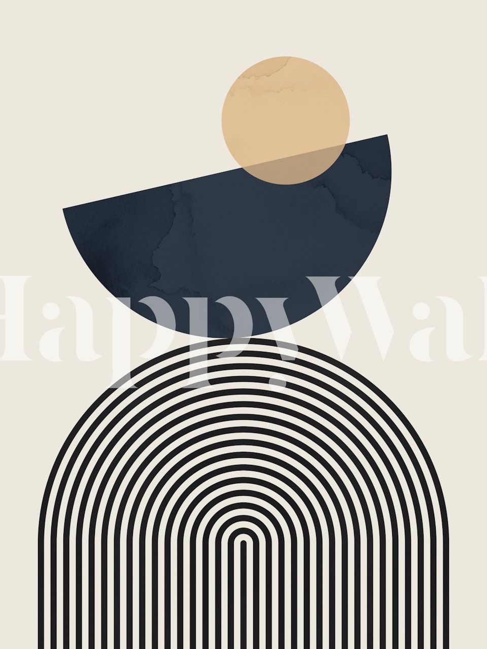 Modern circles and lines wallpaper in a room