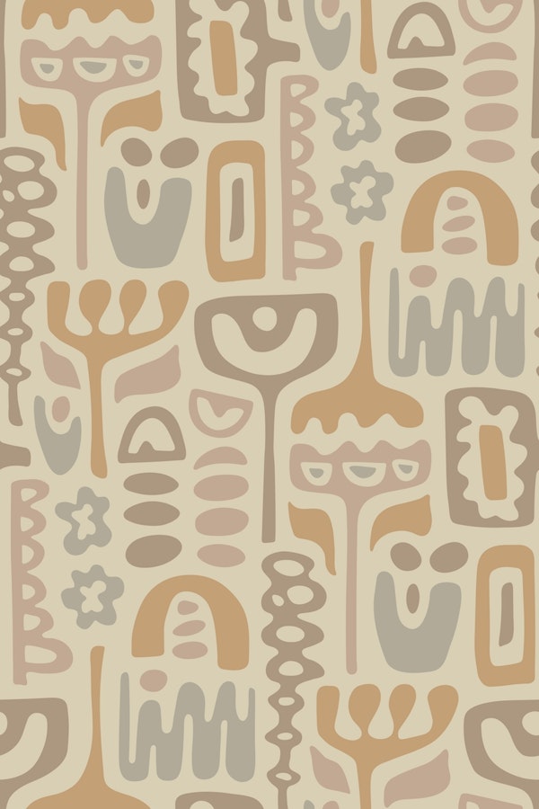 DREAMSCAPE Retro Abstract Floral - Neutrals