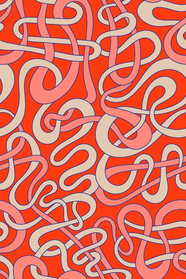 Tangled Stripes Groovy Squiggly Stripe Coral