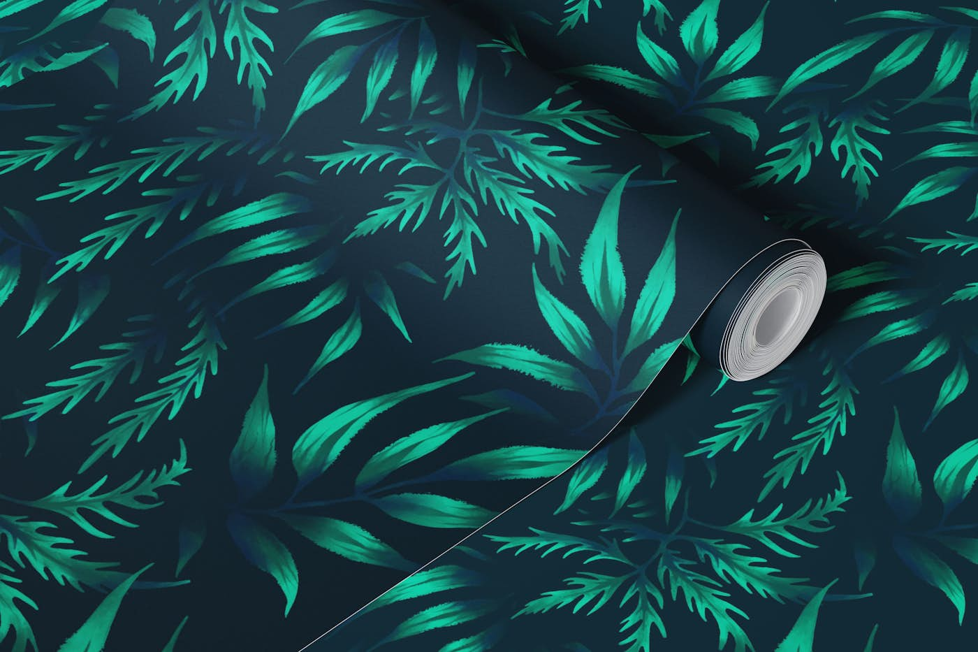 Fern Leaf Aralia - Dark Emerald wallpaper roll