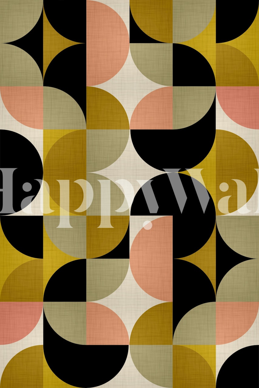Mid Century Classic Linen wall mural with geometric pattern