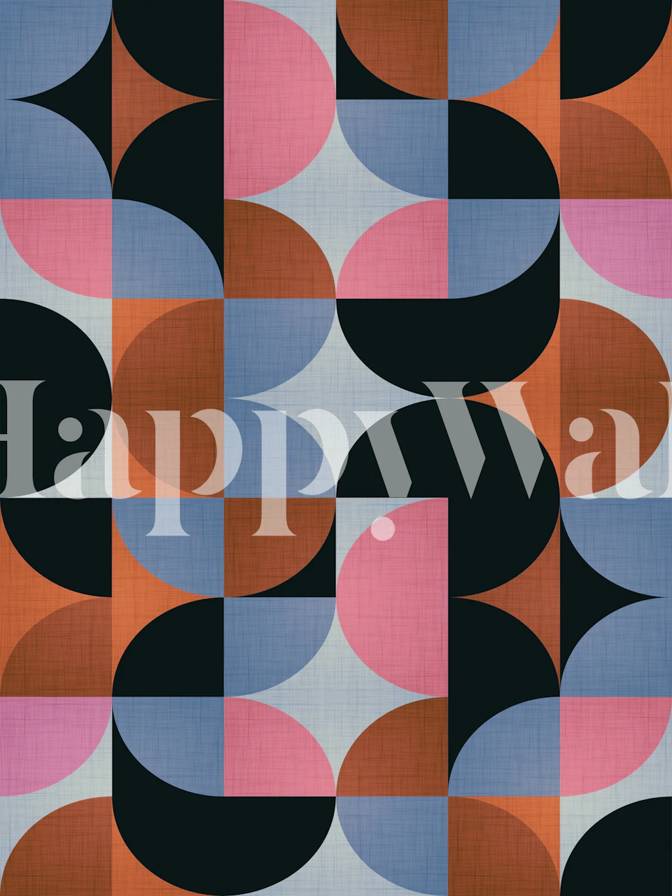 Mid Century Classic Linen veggmaleri med geometrisk mønster