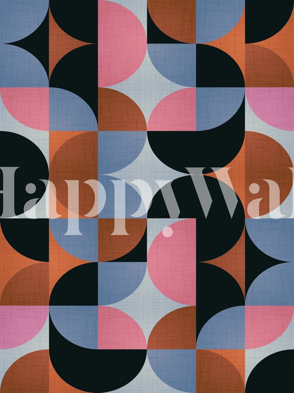 Mid Century Classic Linen wall mural with geometric pattern