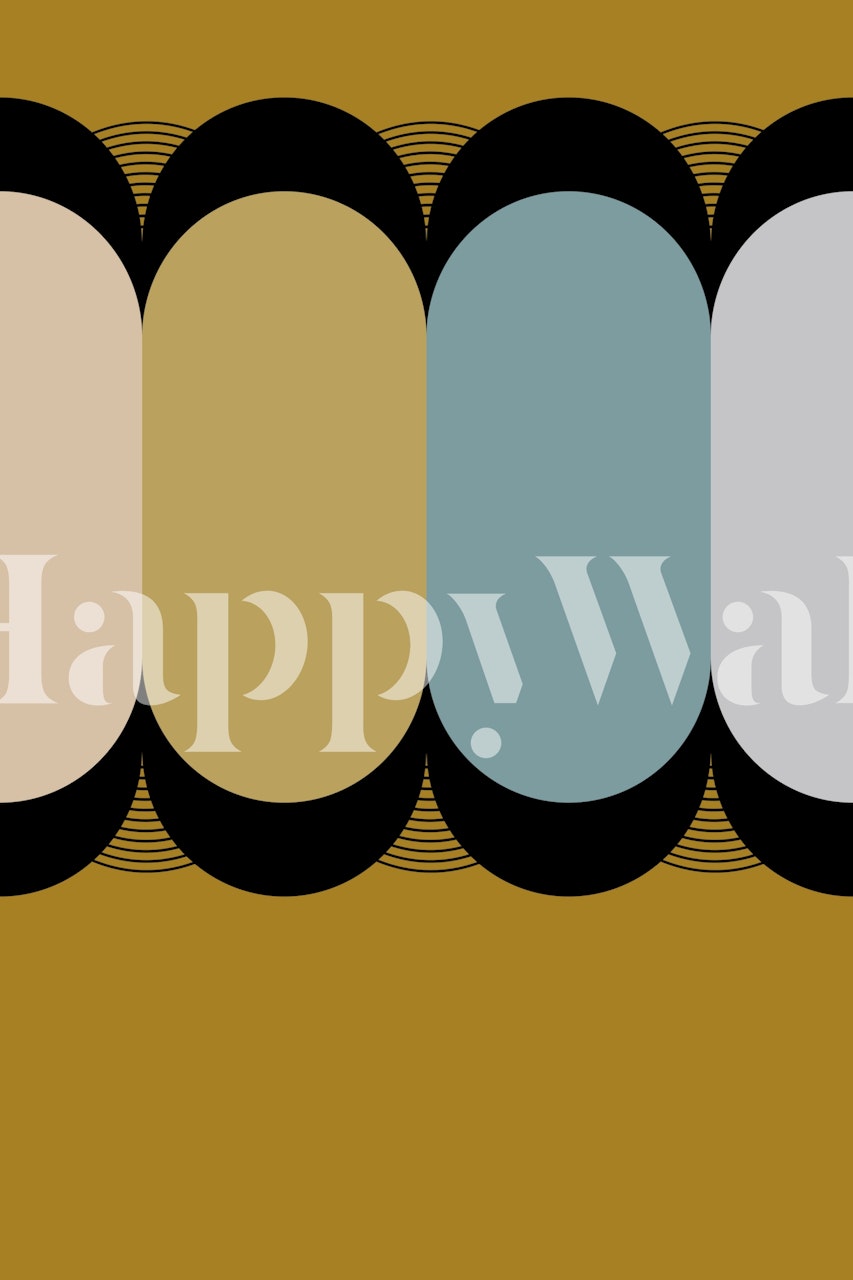 Ιαπωνική Art Deco Κλασική τοιχογραφία τοίχου με γεωμετρικά σχήματα σε σίγαση χρώματος φόντου