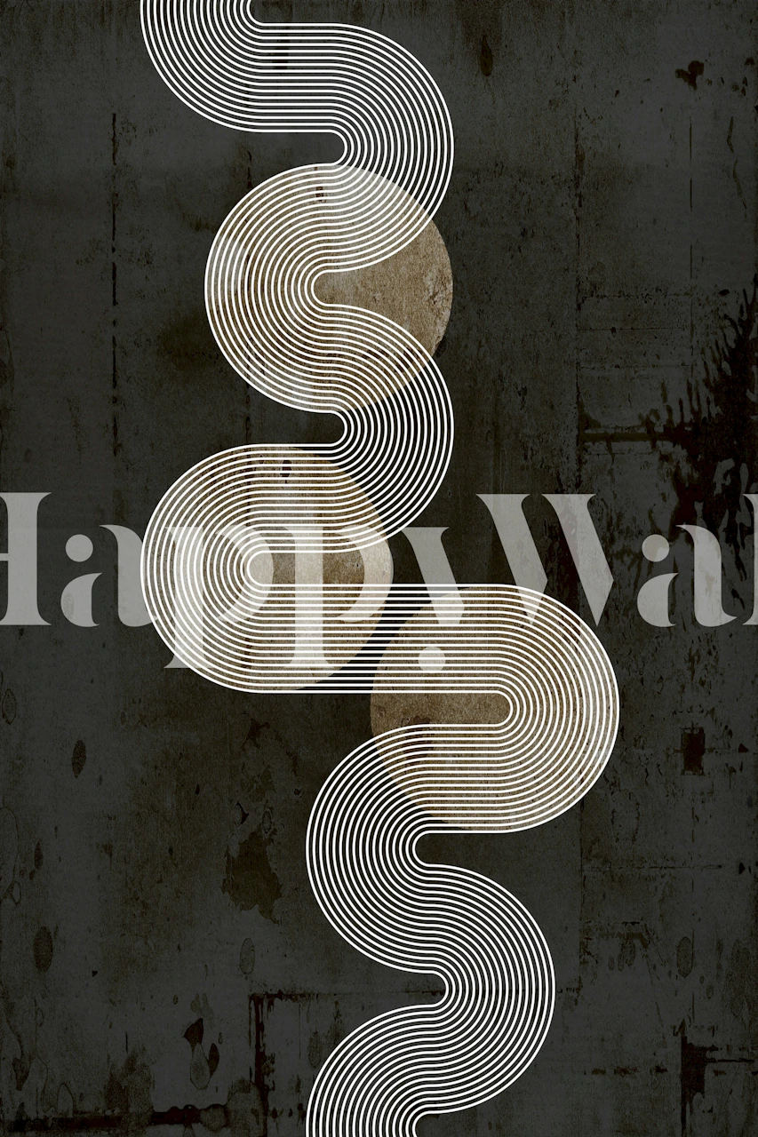 Motif ondulé noir et blanc sur fond sombre wallpaper