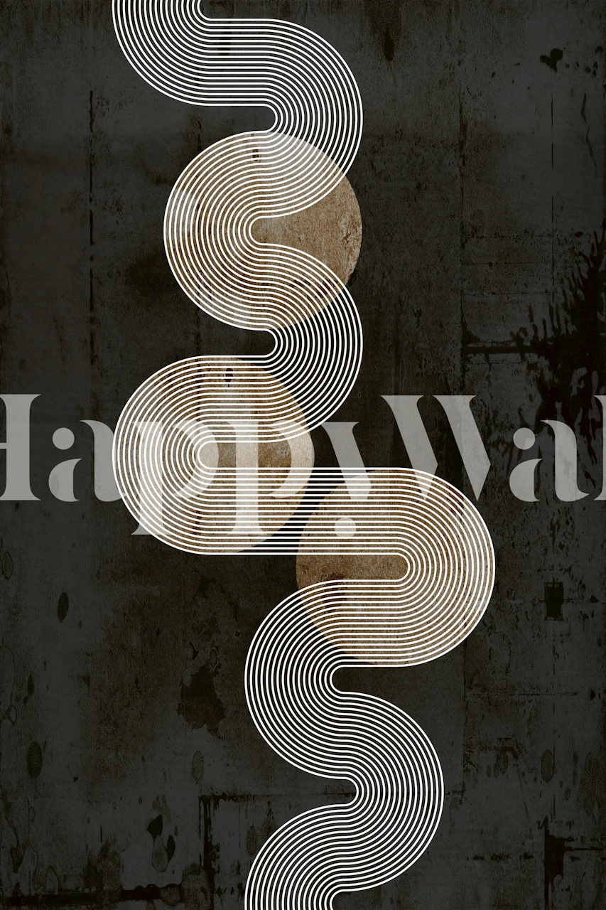 Motif ondulé noir et blanc sur fond sombre wallpaper