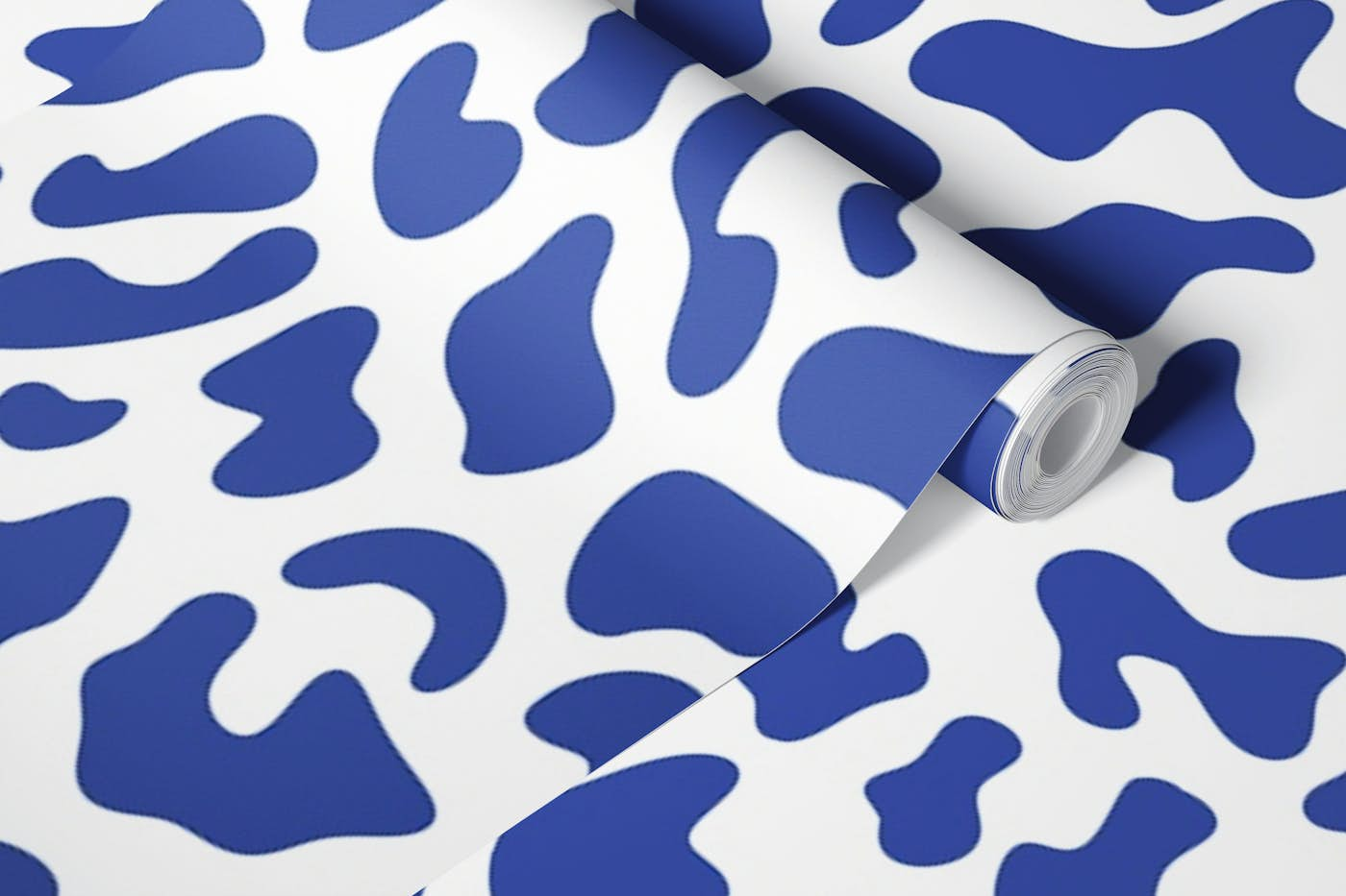 Blue and White Leopard Print wallpaper roll