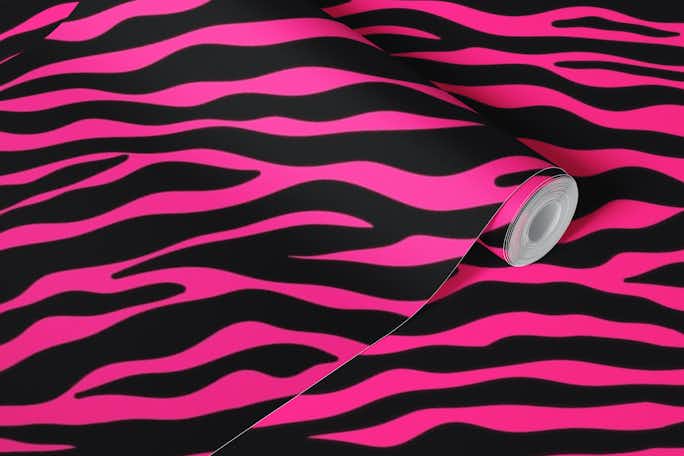 Neon Pink Zebra Patternwallpaper roll