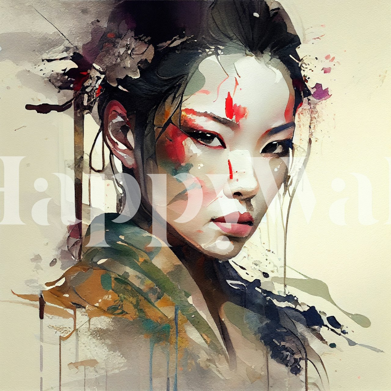 Tapeta Powerful Warrior Geisha v pokoji