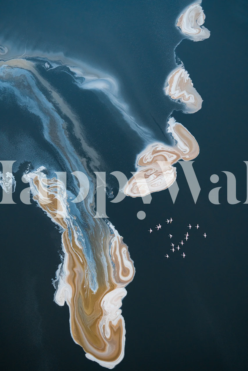 Abstract blue and brown patterns with creamy swirls wallpaper