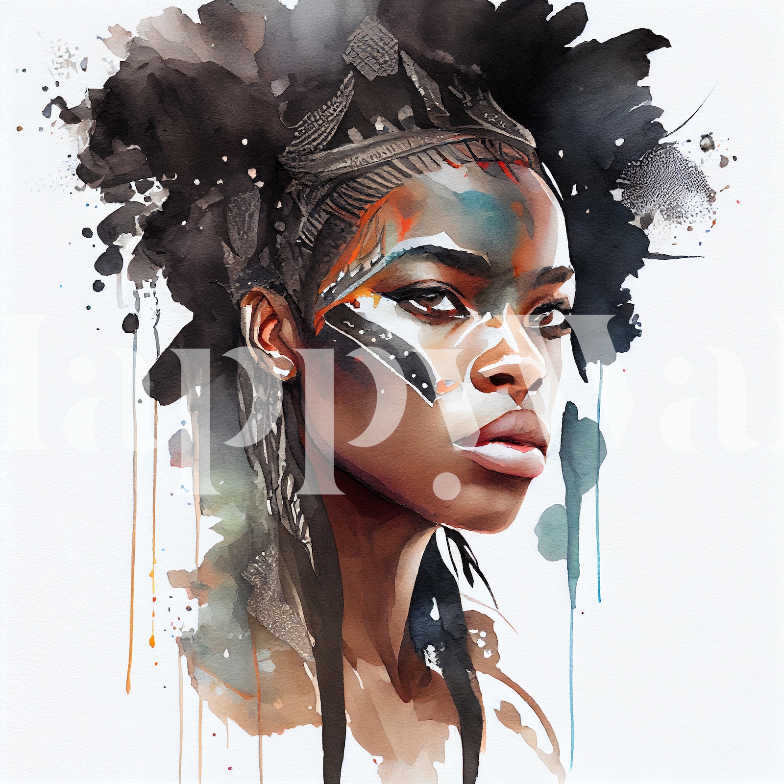 Watercolor African Warrior Woman #6 wallpaper | Happywall