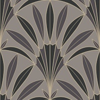 Art Deco palm leaves fan taupe anthracite tapete