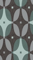 Retro oval geometric black grey green wallpaper