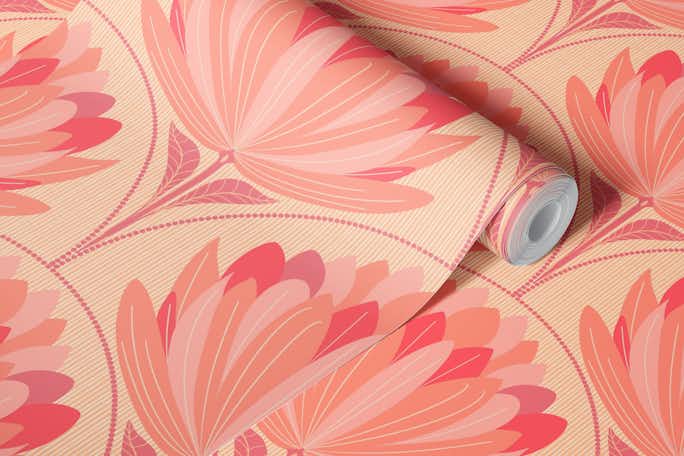 Peach Lotuswallpaper roll