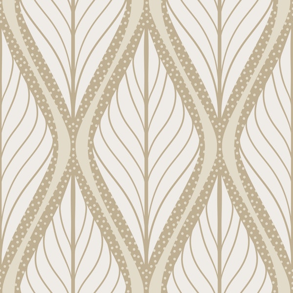 Abstract Art deco leaves light neutrals