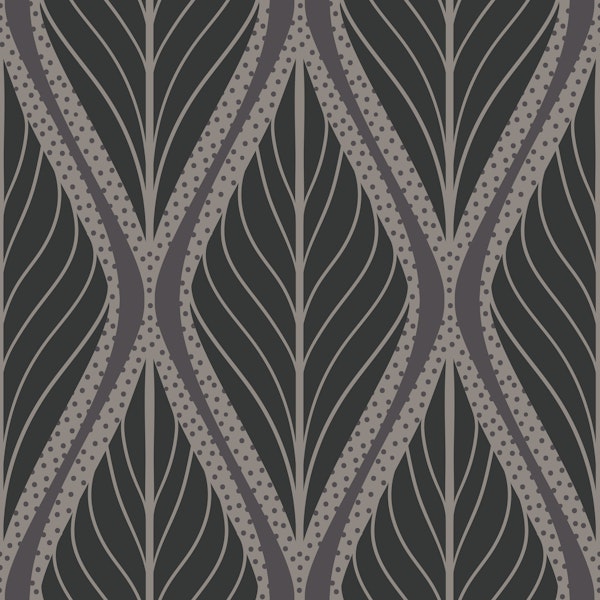 Abstract Art deco leaves dark greys