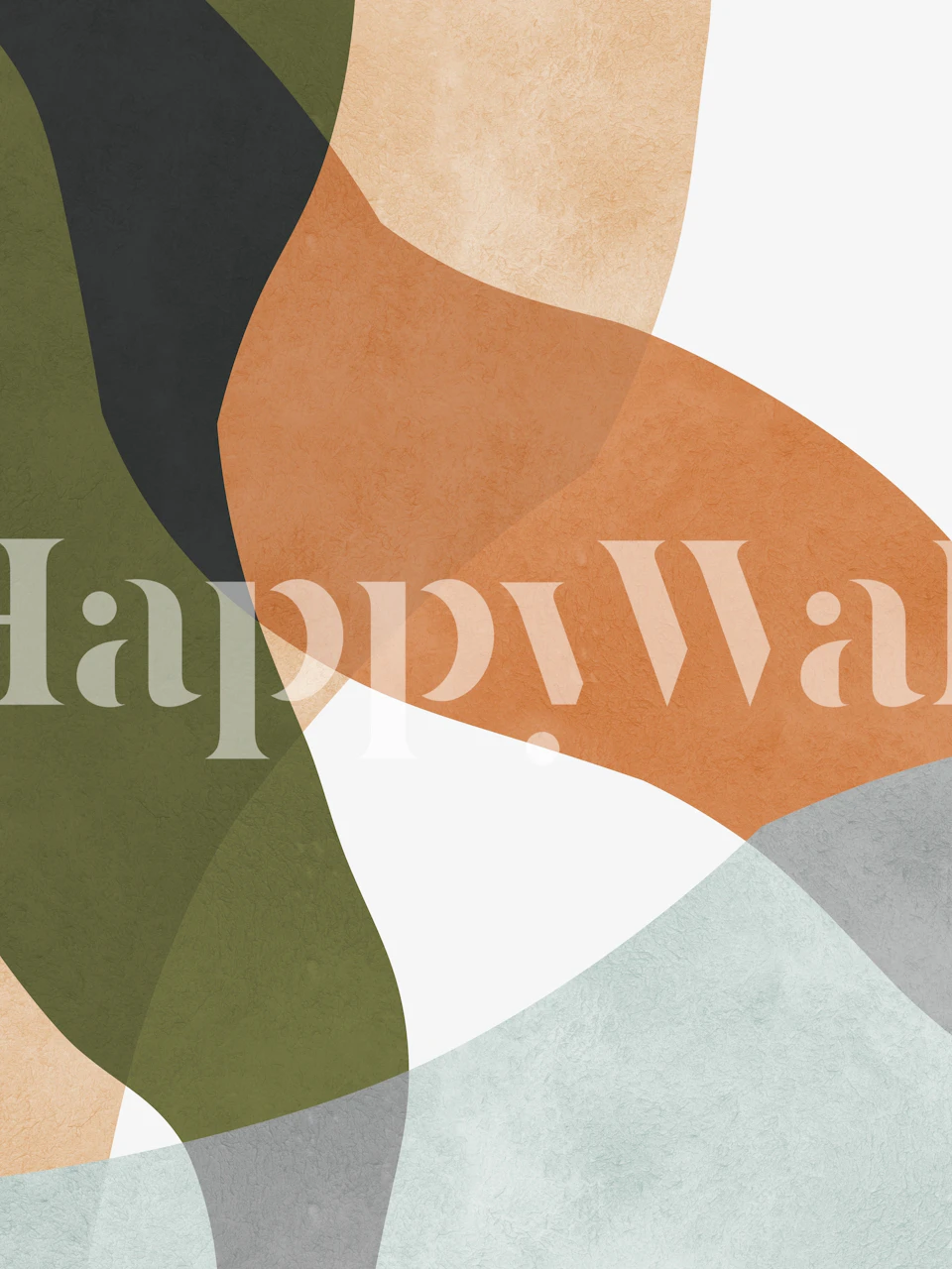 Abstract organic shapes in earthy tones orange, green, and gray wallpaper