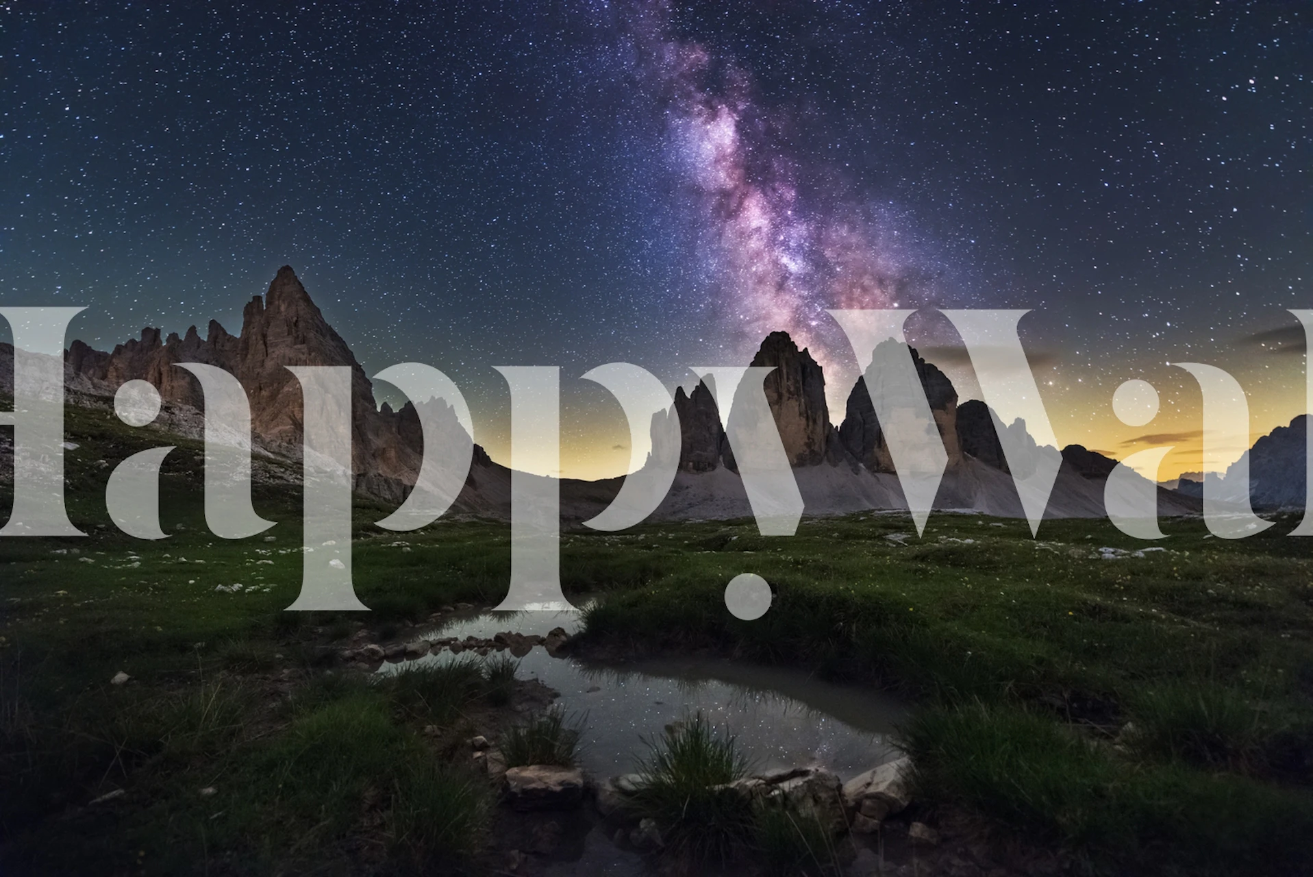 Zidna slika Tre Cime di Lavaredo koja prikazuje veličanstvene talijanske Alpe ispod zvjezdanog noćnog neba