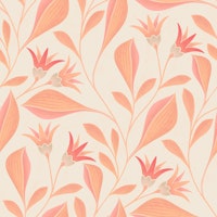 Pantone Peach Fuzz airy flowers and leaves tapet
