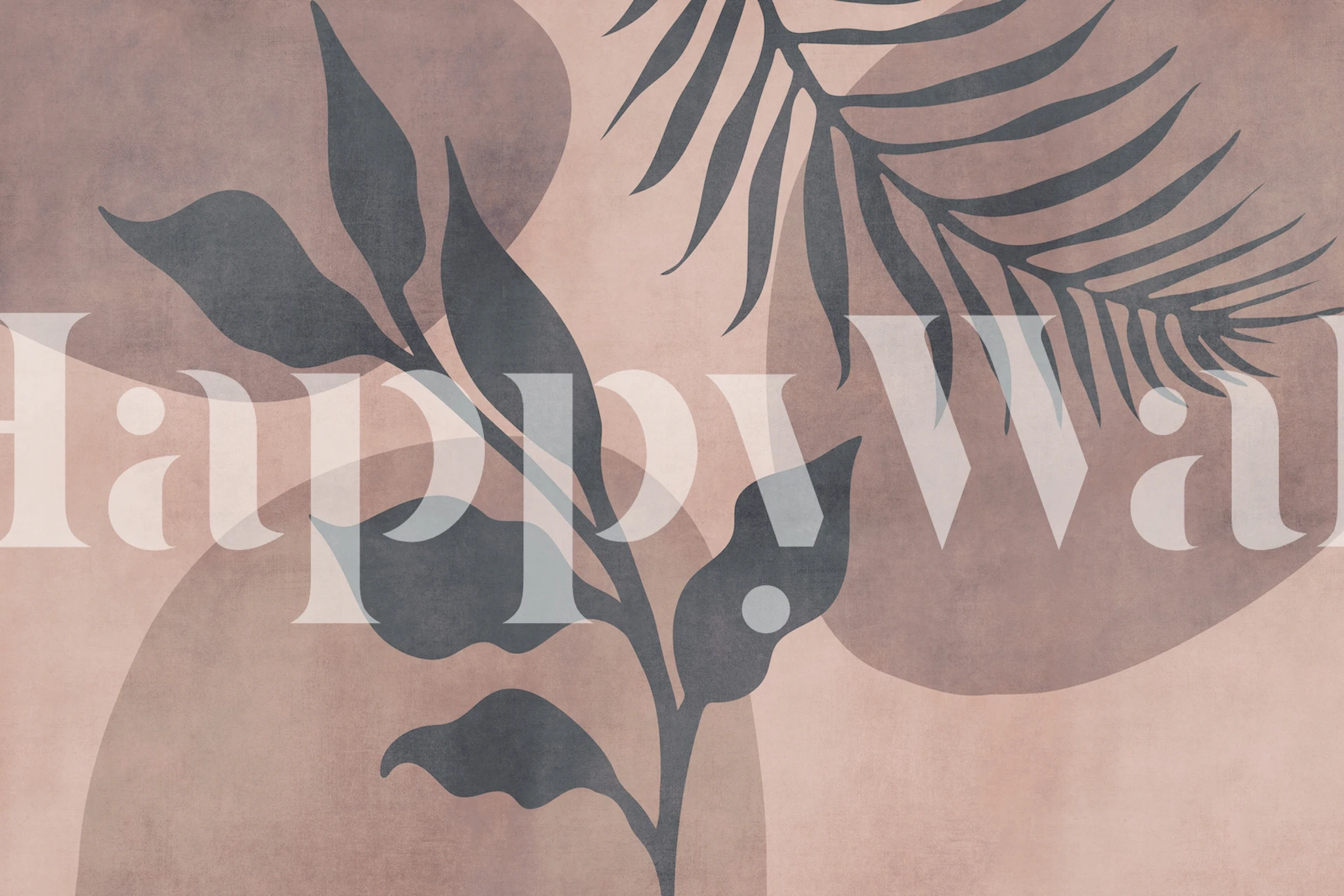 Palm leaf patterns on a peach blush background wall mural