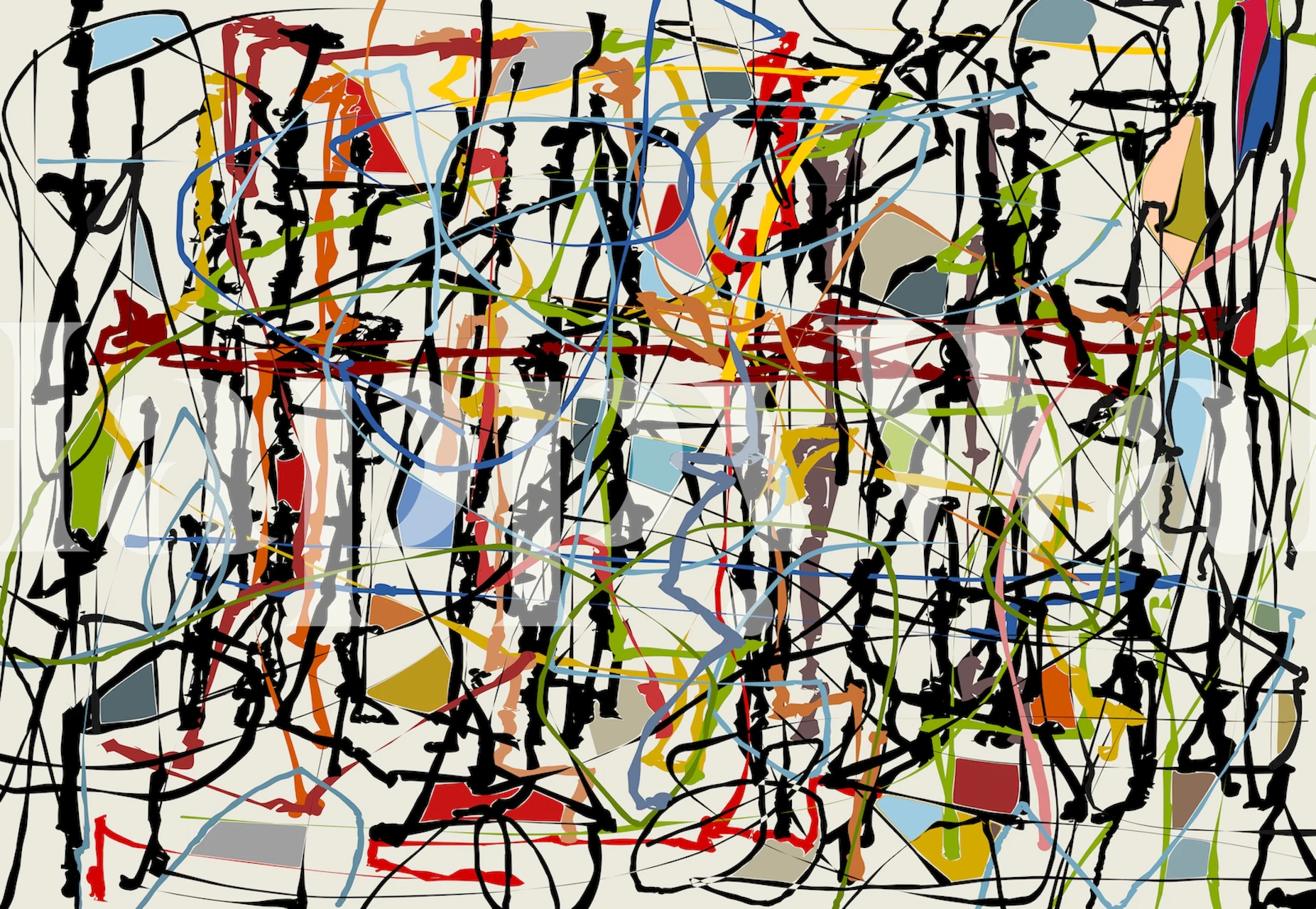 Papel de parede colorido Pollock Wink 50 em um quarto