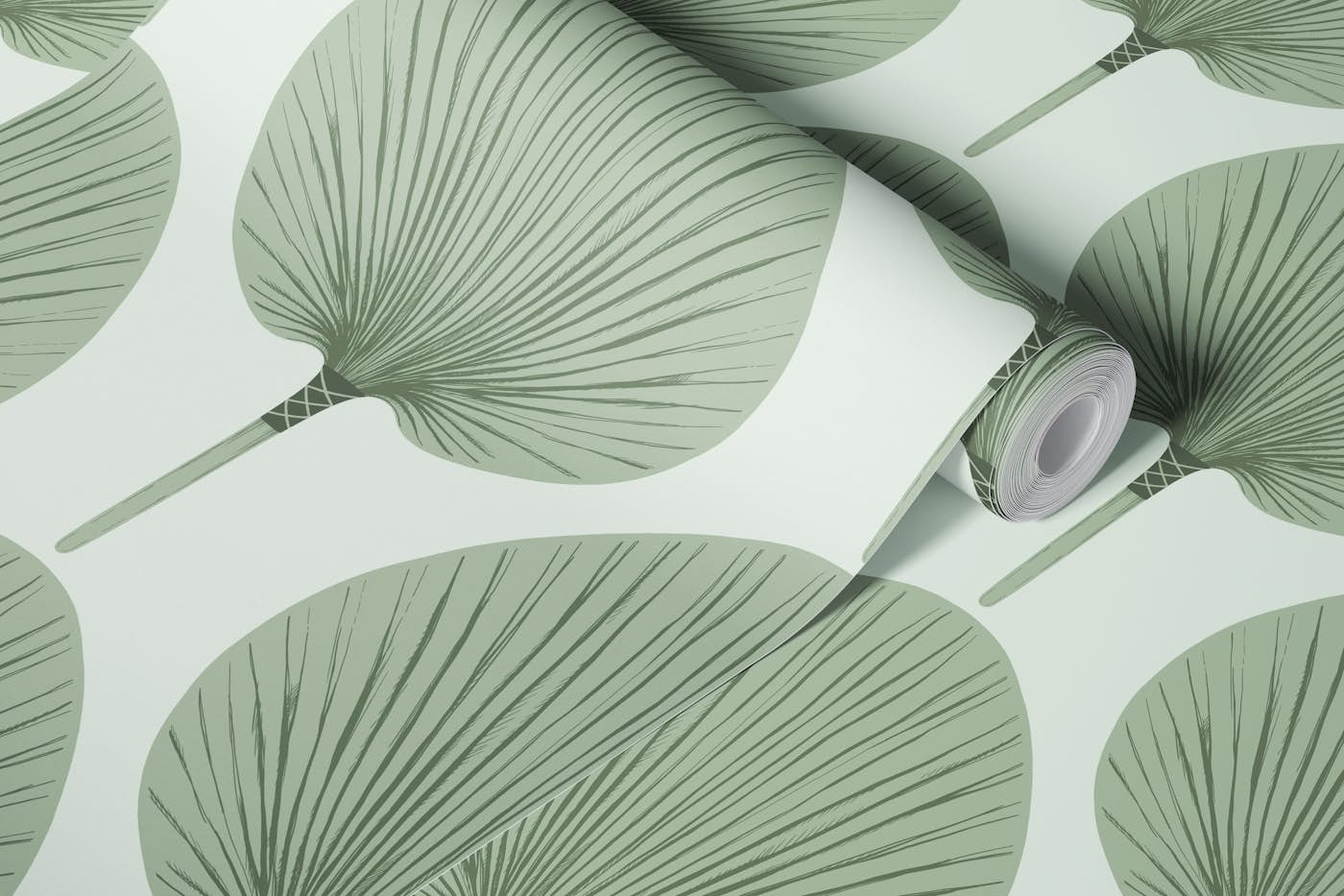 Palm Leaf - Sage Green wallpaper roll