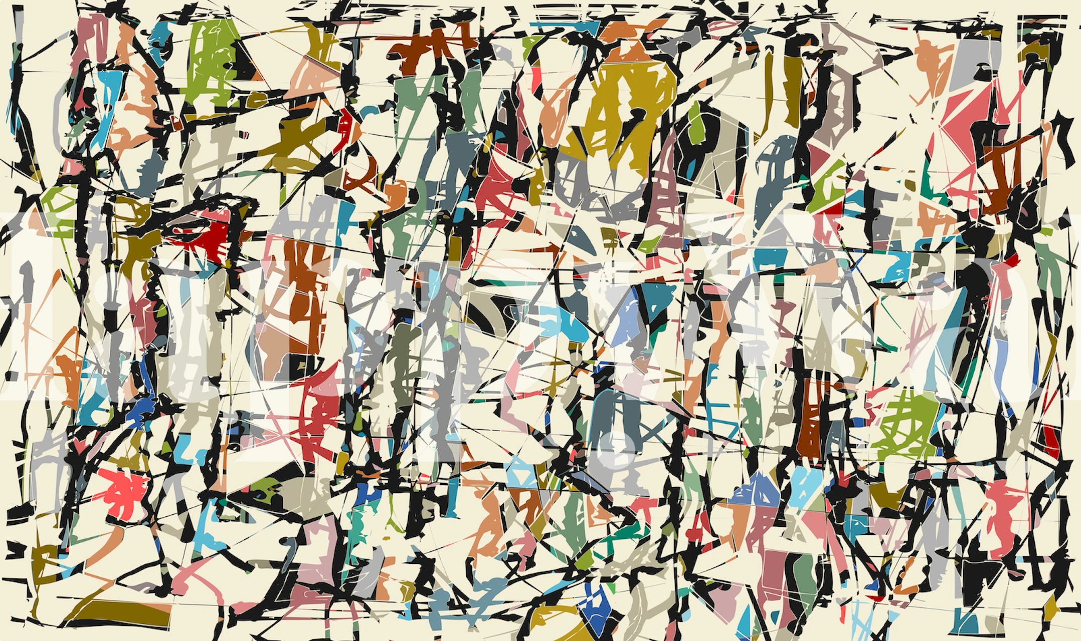 Colorful abstract brush strokes and lines in various tones wallpaper