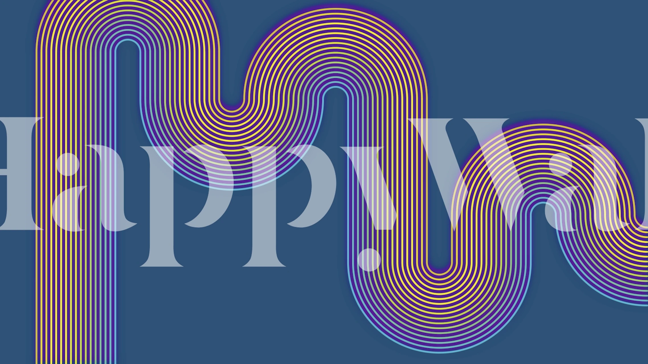 Colorful abstract line art design on blue background wallpaper