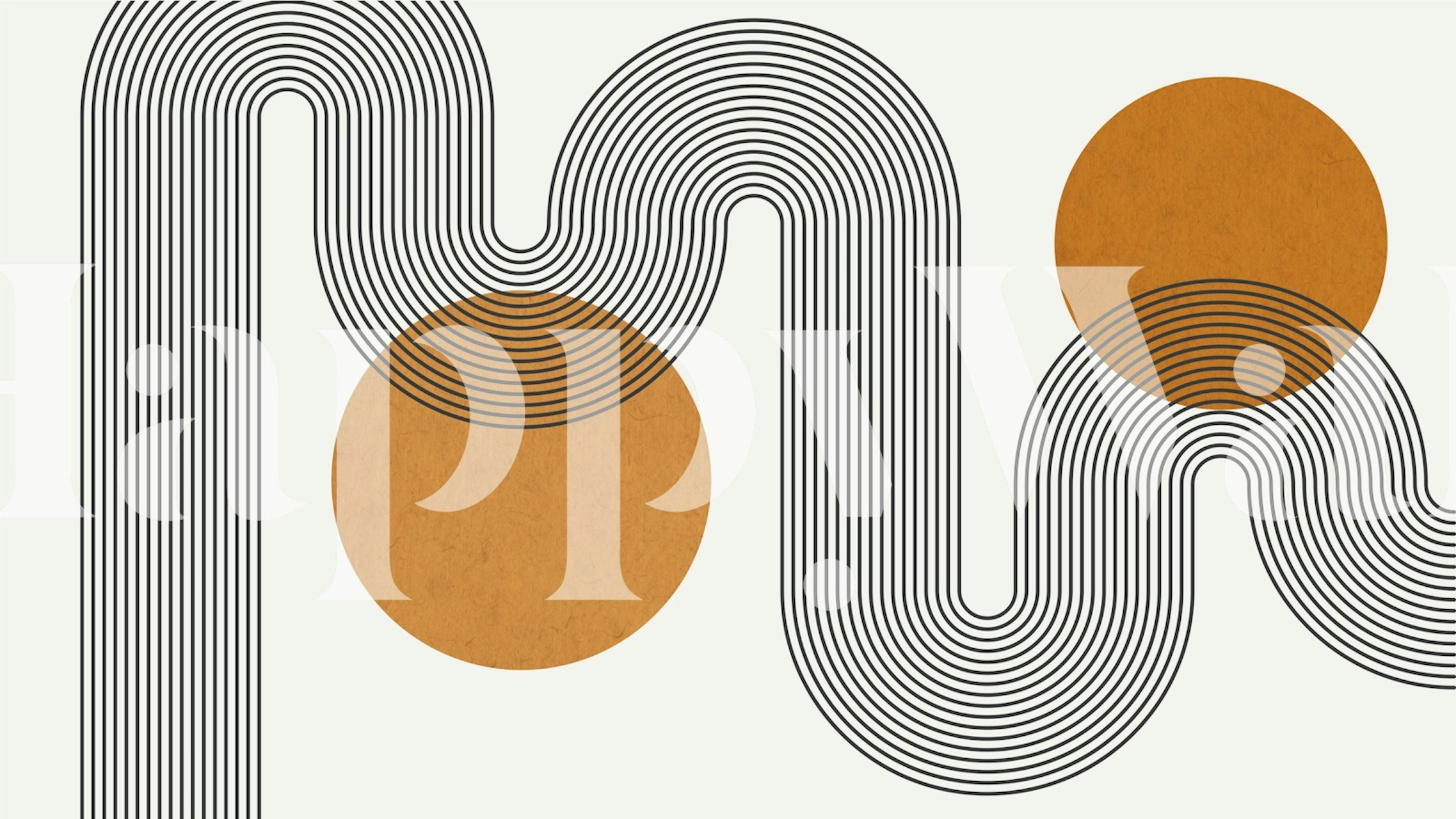 Moderne Rainbow Arch Line Art wallpaper in een kamer