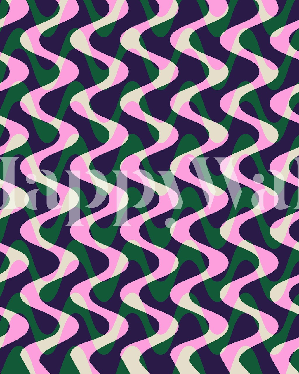 Ταπετσαρία Groovy Retro Wavy Lines σε ένα δωμάτιο