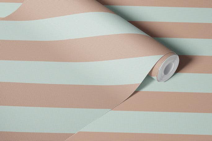 Textured diagonal stripe café latte mintwallpaper roll