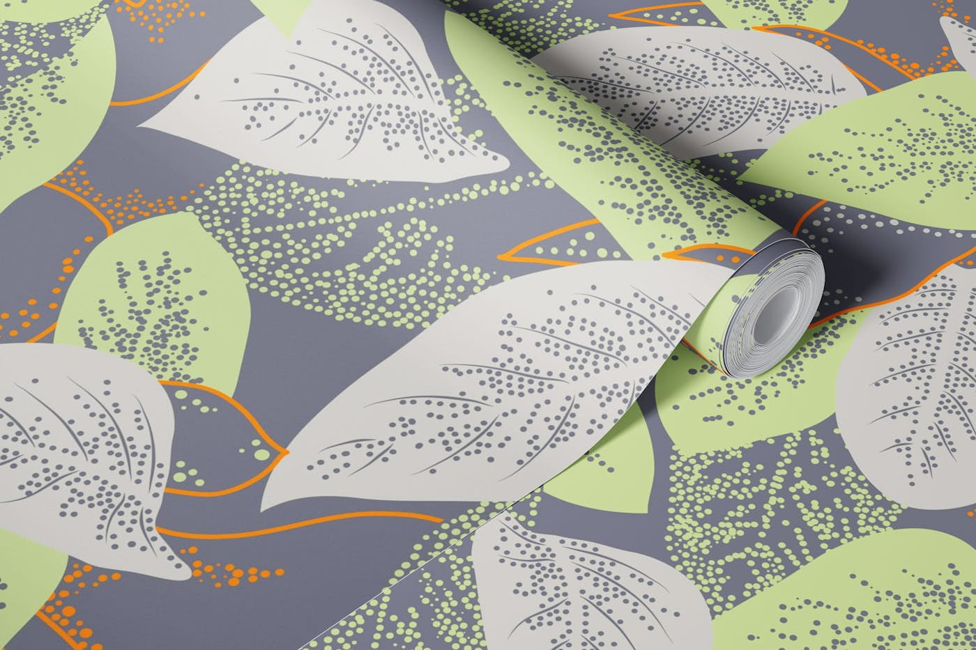 Dieffenbacchia houseplant grey and lime wallpaper roll