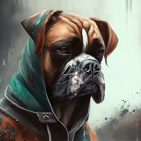 Hooded Boxer Dog Portrait