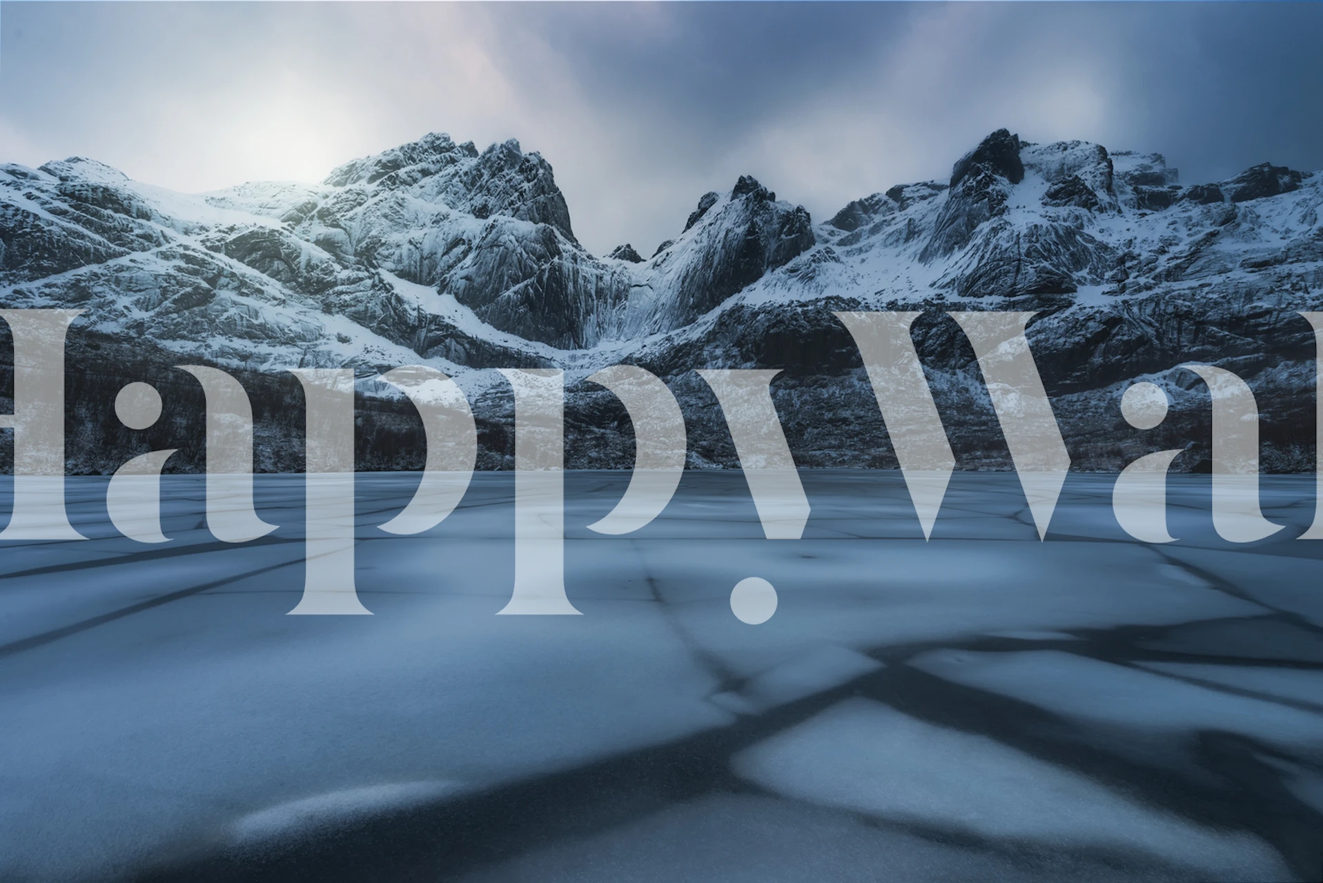 Ice cracking pattern in blue and white tones wallpaper