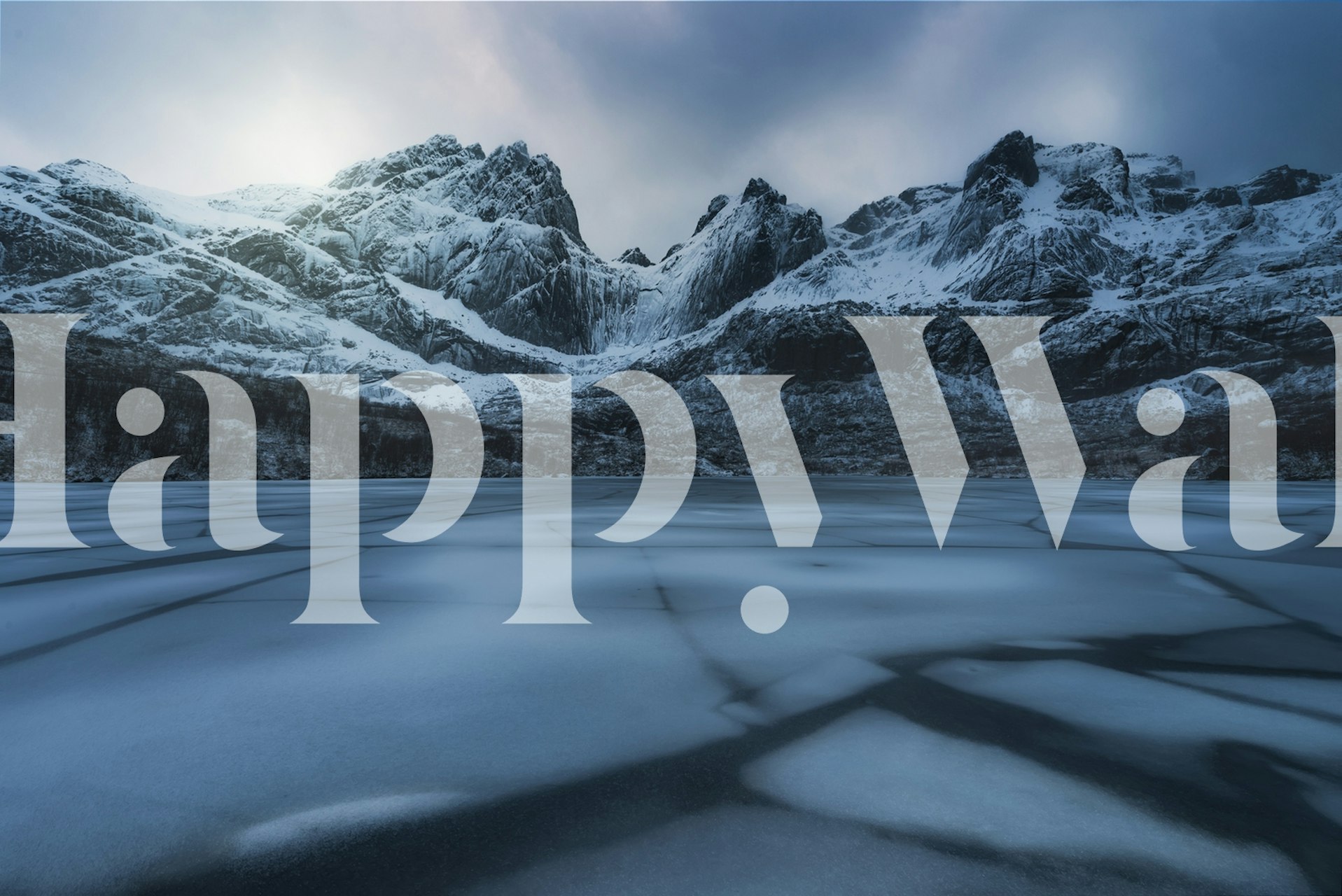 Ice cracking pattern in blue and white tones wallpaper