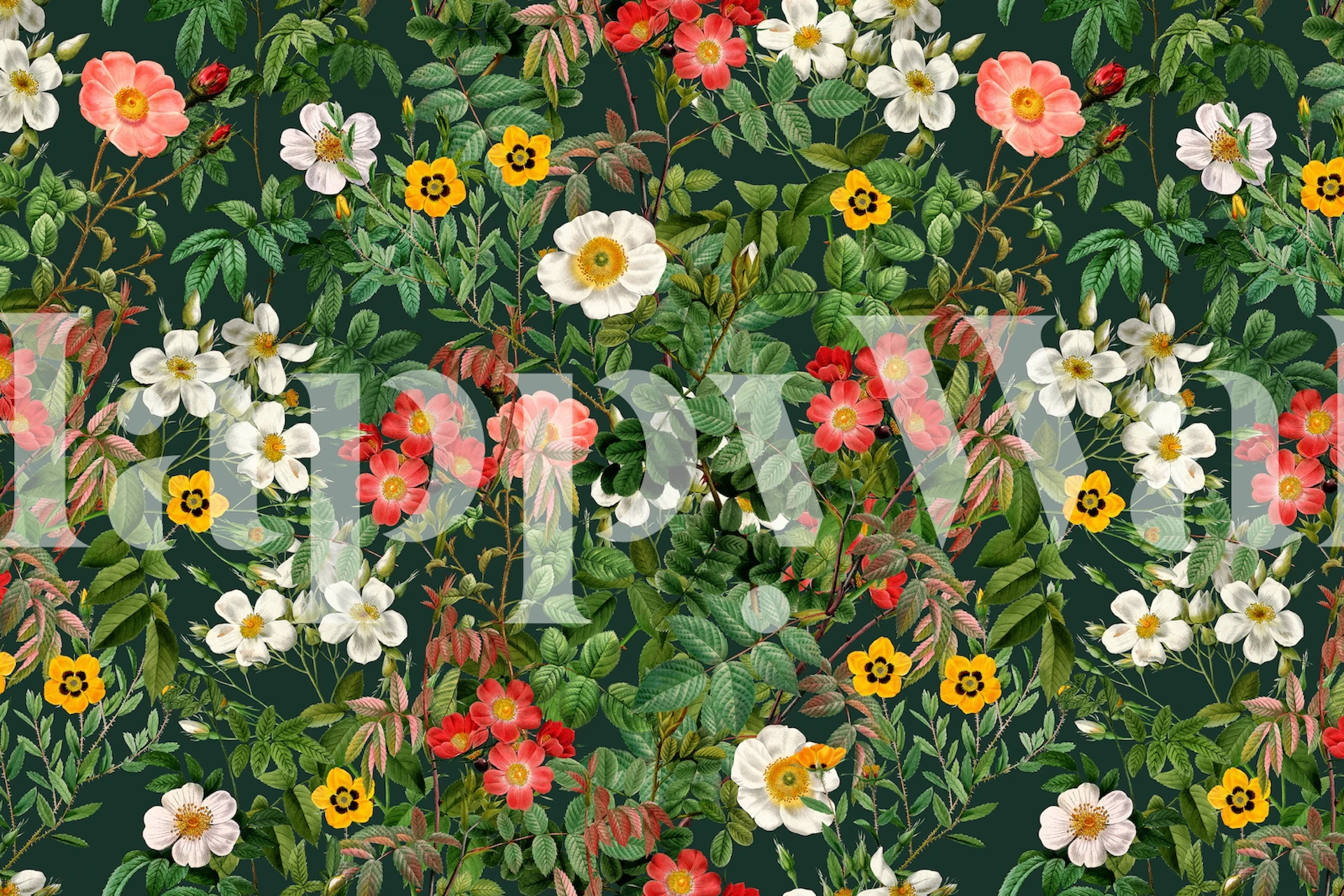 Vintage nature garden wallpaper in a room