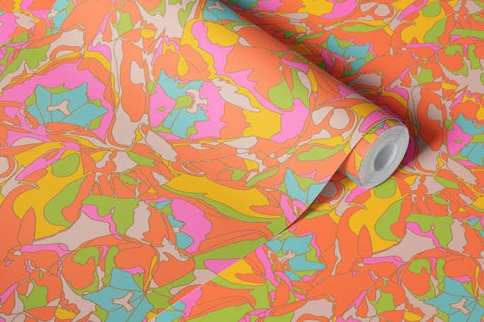 TULIP DREAMS Retro Floral - 1970s Colourswallpaper roll