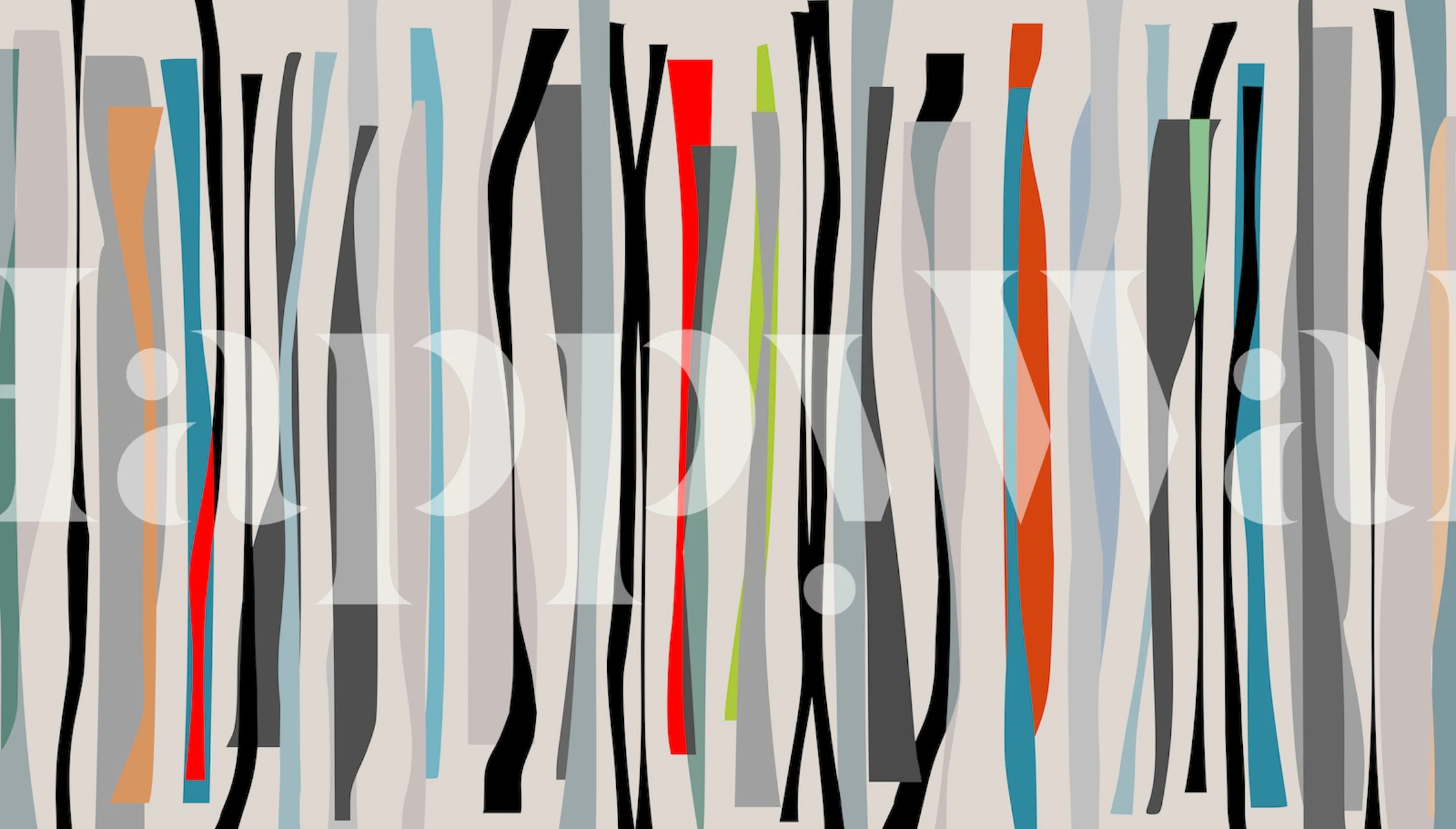 Abstract striped wallpaper in vibrant colors: gray, black, red, blue, orange, green