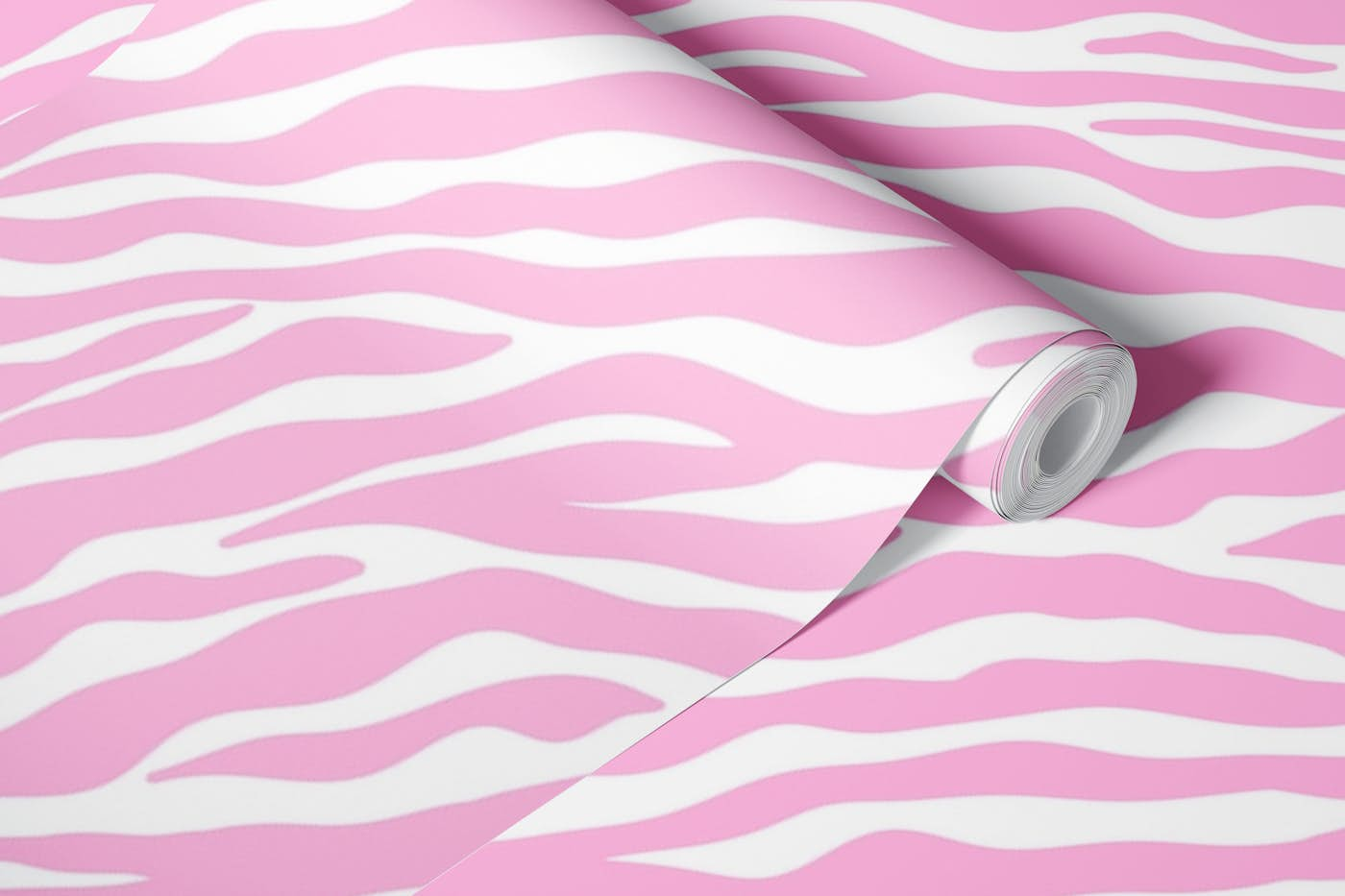 Pastel Pink Zebra Stripes wallpaper roll