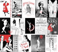 Vintage Art & Adds Mix Black White Red wallpaper
