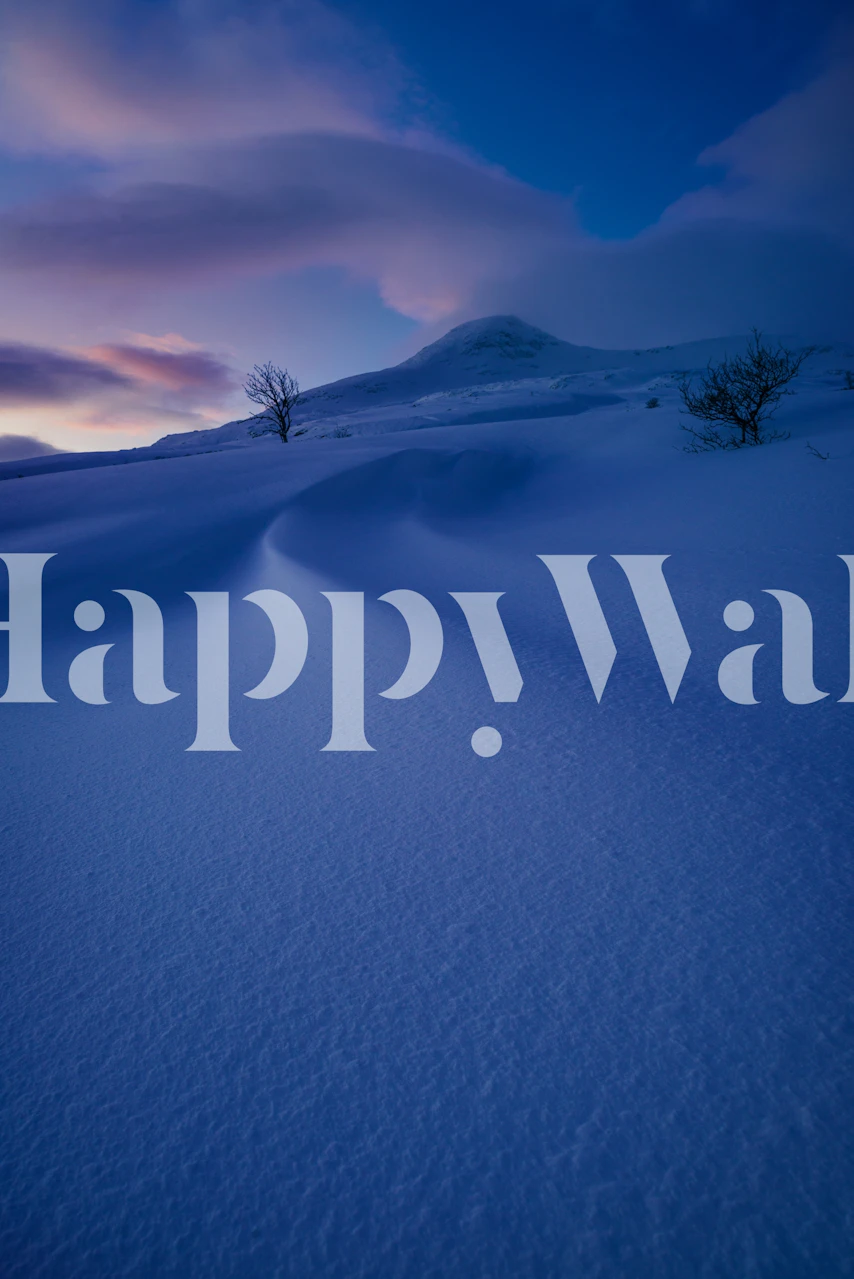 Snowy landscape with soft blue and white hues wallpaper