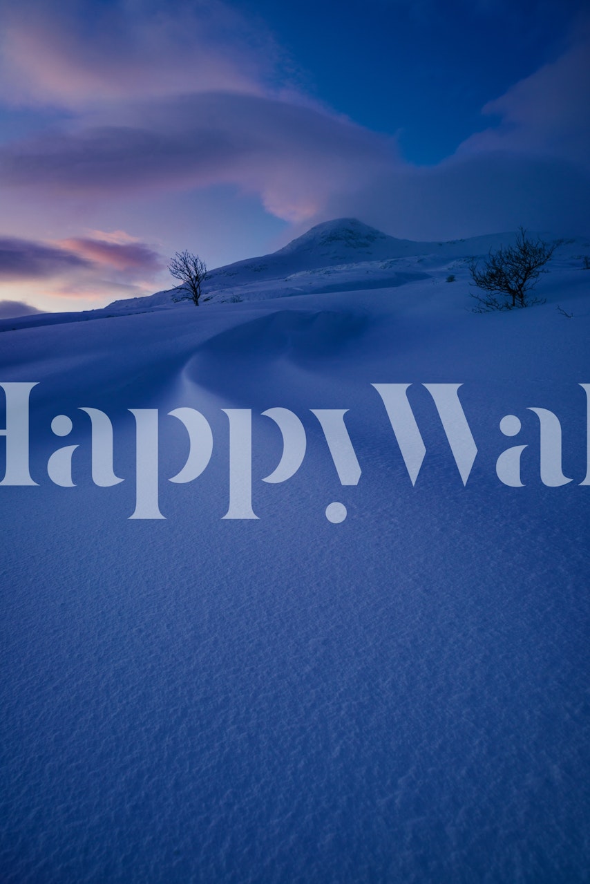 Snowy landscape with soft blue and white hues wallpaper