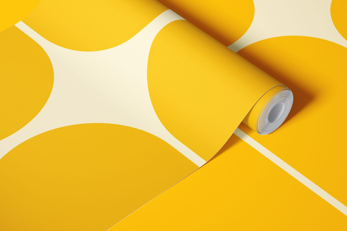 Yellow Mid-Century Pebbles Abstract Vintage wallpaper roll