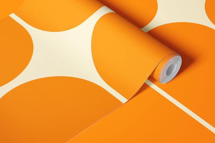 Orange Mid-Century Pebbles Abstract Vintagewallpaper roll
