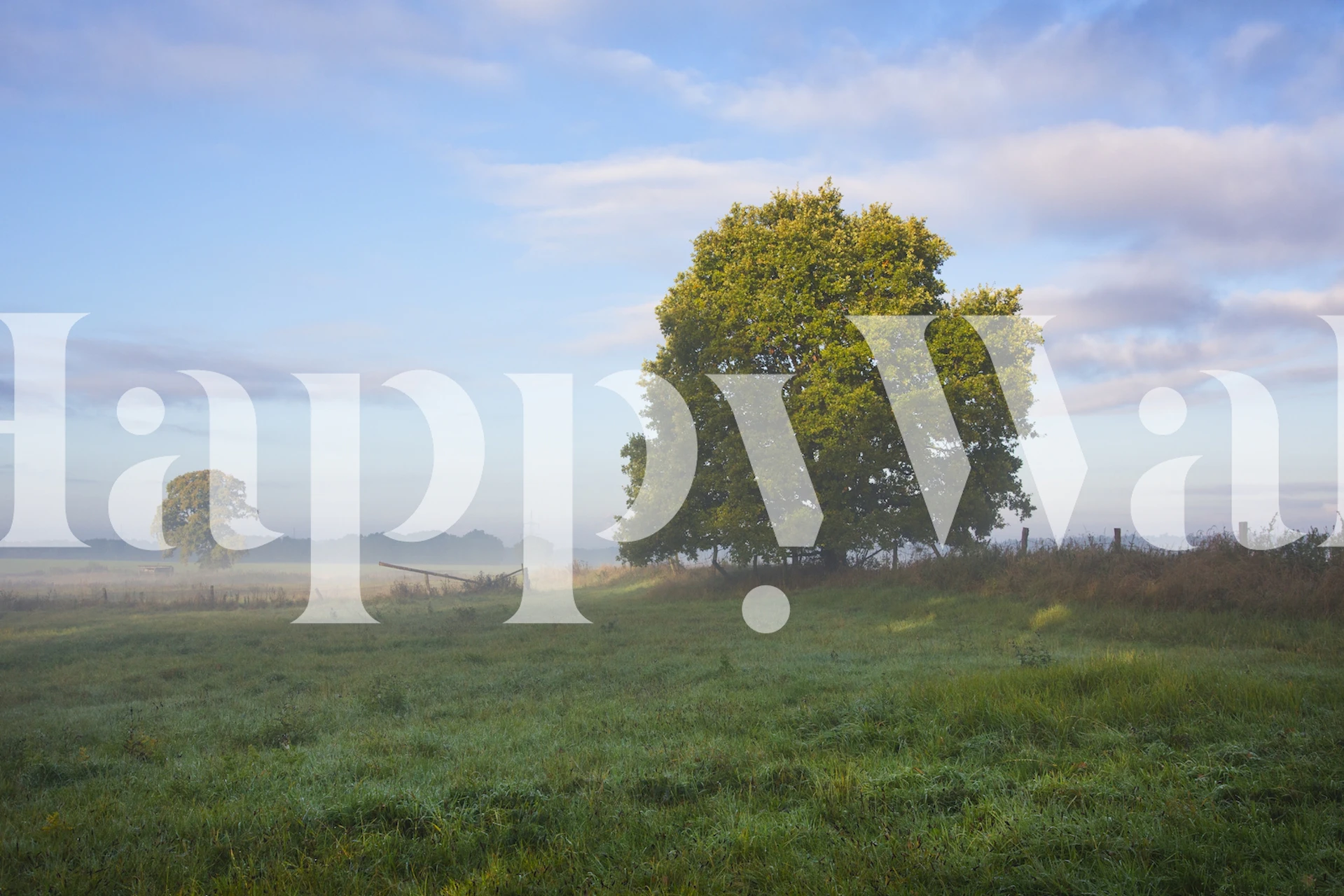 Rural idyllic landscape wallpaper in a room
