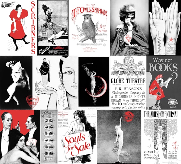 Vintage Art & Adds Mix Pattern Red