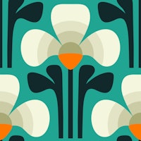 Retro clovers, teal (2881B) ταπετσαρία