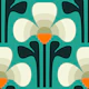 Retro clovers, teal (2881B)